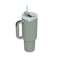 Reisebecher | 1200ML Isolierend Deckel Strohhalm Langlebig Vielseitig-Lorbeergrün-1200 ML-Luzern Mode