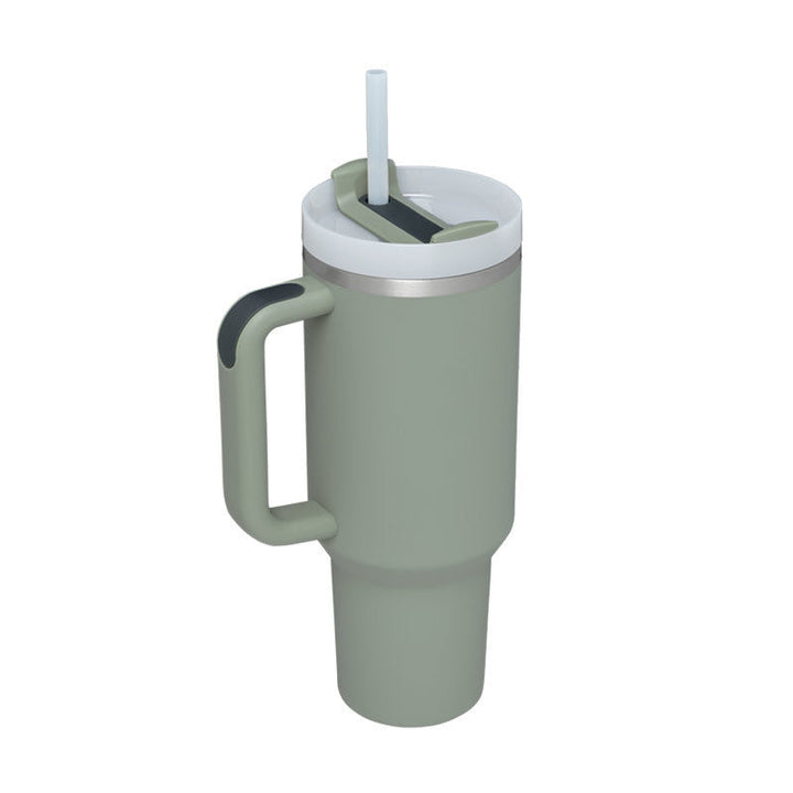 Reisebecher | 1200ML Isolierend Deckel Strohhalm Langlebig Vielseitig-Lorbeergrün-1200 ML-Luzern Mode