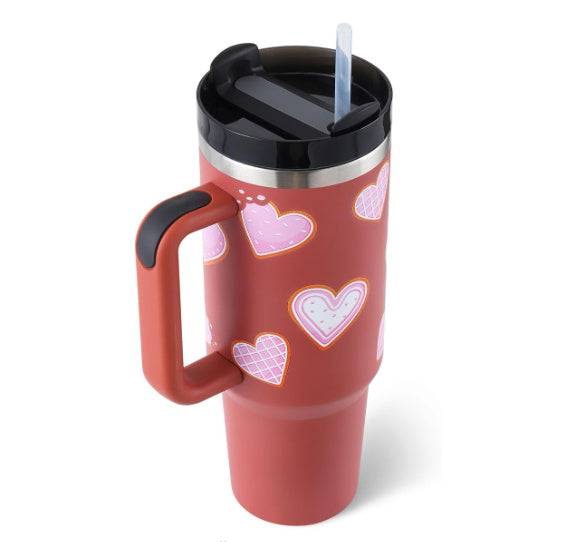 Reisebecher | 1200ML Isolierend Deckel Strohhalm Langlebig Vielseitig-Rosa-1200 ML-Luzern Mode