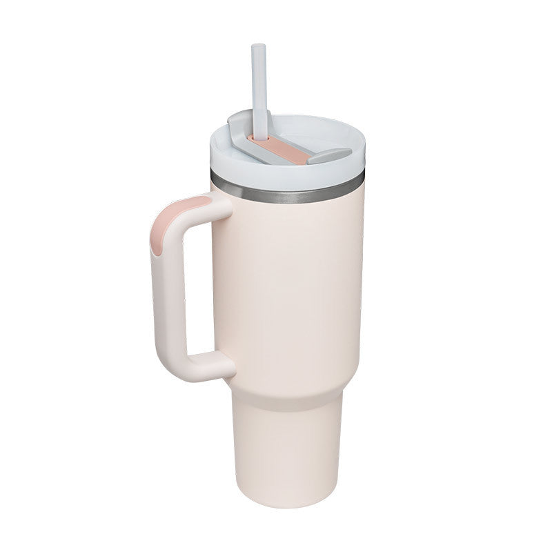 Reisebecher | 1200ML Isolierend Deckel Strohhalm Langlebig Vielseitig-Rosenquarz-1200 ML-Luzern Mode