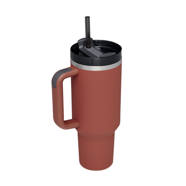 Reisebecher | 1200ML Isolierend Deckel Strohhalm Langlebig Vielseitig-Rostrot-1200 ML-Luzern Mode