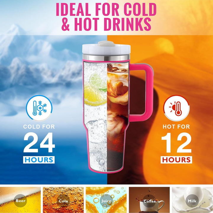 Reisebecher | 1200ML Isolierend Deckel Strohhalm Langlebig Vielseitig-Luzern Mode