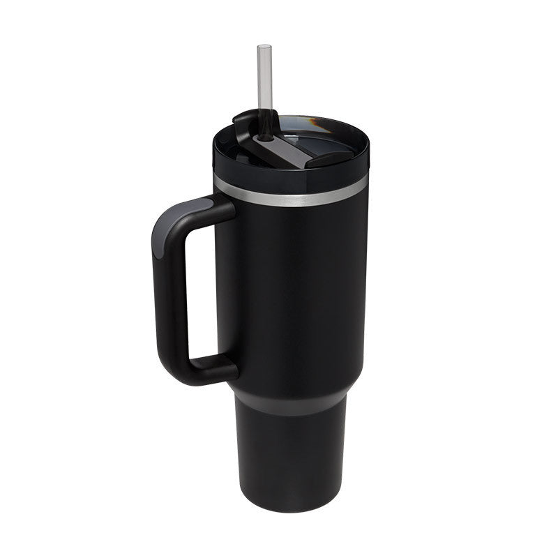 Reisebecher | 1200ML Isolierend Deckel Strohhalm Langlebig Vielseitig-Schwarz-1200 ML-Luzern Mode
