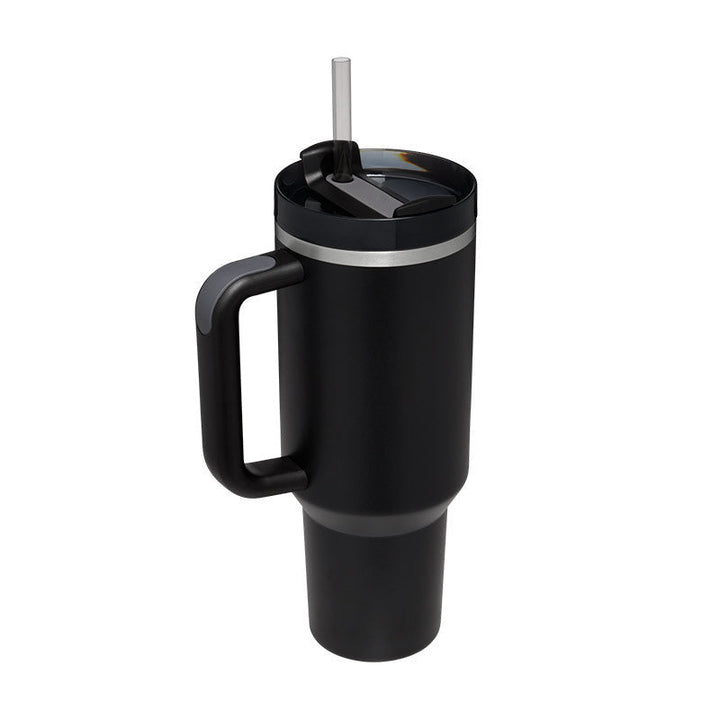 Reisebecher | 1200ML Isolierend Deckel Strohhalm Langlebig Vielseitig-Schwarz-1200 ML-Luzern Mode