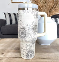 Reisebecher | 1200ML Isolierend Deckel Strohhalm Langlebig Vielseitig-Sonnenblume-1200 ML-Luzern Mode