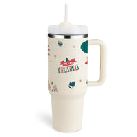 Reisebecher | 1200ML Isolierend Deckel Strohhalm Langlebig Vielseitig-Weihnachtsbeige-1200 ML-Luzern Mode