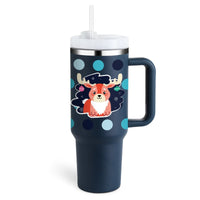 Reisebecher | 1200ML Isolierend Deckel Strohhalm Langlebig Vielseitig-Weihnachtsblau-1200 ML-Luzern Mode