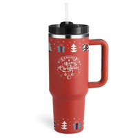 Reisebecher | 1200ML Isolierend Deckel Strohhalm Langlebig Vielseitig-Weihnachtsrot B-1200 ML-Luzern Mode