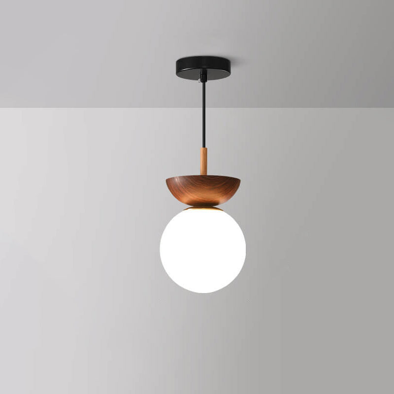 Japanische Stil Deckenlampe | Kugelform | LED | Energiesparend | Verstellbar-Verstellbar (Weiß/warmweiß)-Hängelampe-Holz-Luzern Mode