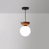 Japanische Stil Deckenlampe | Kugelform | LED | Energiesparend | Verstellbar-Verstellbar (Weiß/warmweiß)-Hängelampe-Holz-Luzern Mode