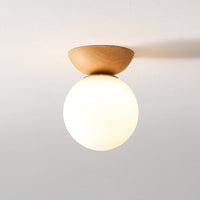 Japanische Stil Deckenlampe | Kugelform | LED | Energiesparend | Verstellbar-Warmes Licht-Einbaulampe-Holz-Luzern Mode