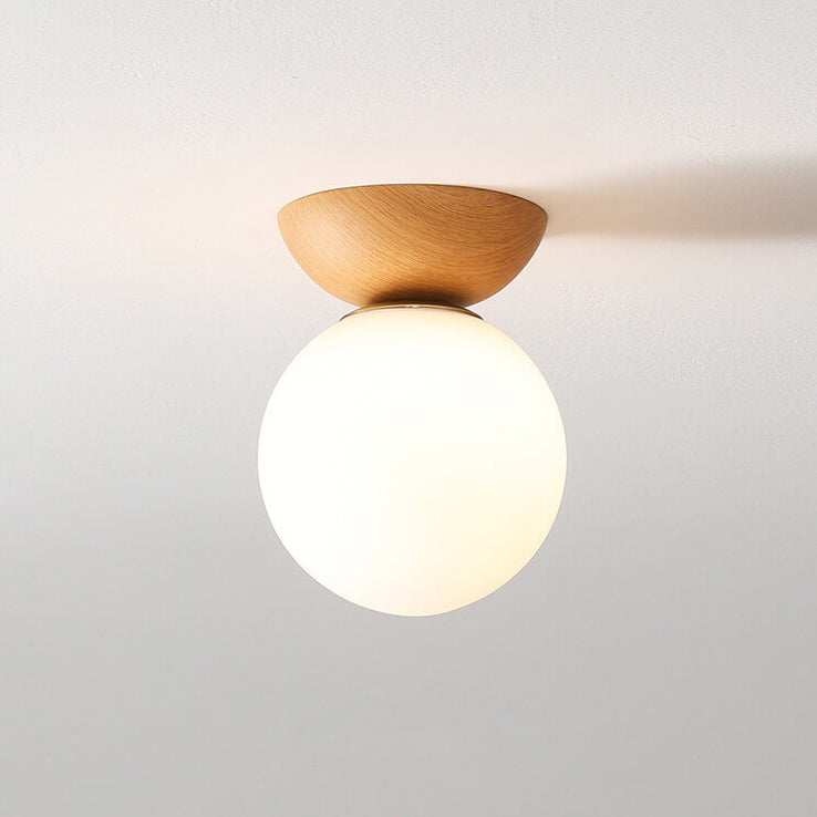 Japanische Stil Deckenlampe | Kugelform | LED | Energiesparend | Verstellbar-Warmes Licht-Einbaulampe-Holz-Luzern Mode