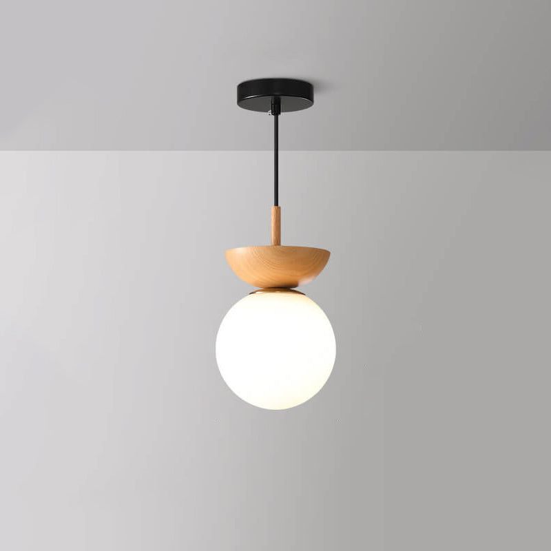 Japanische Stil Deckenlampe | Kugelform | LED | Energiesparend | Verstellbar-Warmes Licht-Hängelampe-Holz-Luzern Mode