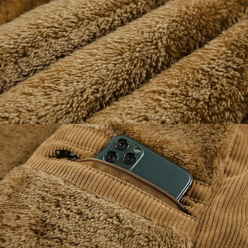 Herren Fleece Pullover mit Reißverschlusstasche, warm-Luzern Mode