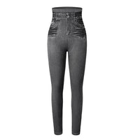 Damen Jeans Leggings mit Hohem Bund und Stretchkomfort-Grau-S-M-Luzern Mode