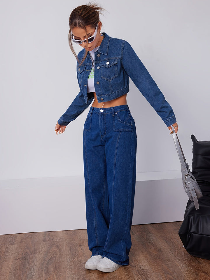 Damen Denim Jacke und Jeans Set - Modisches Outfit-Luzern Mode