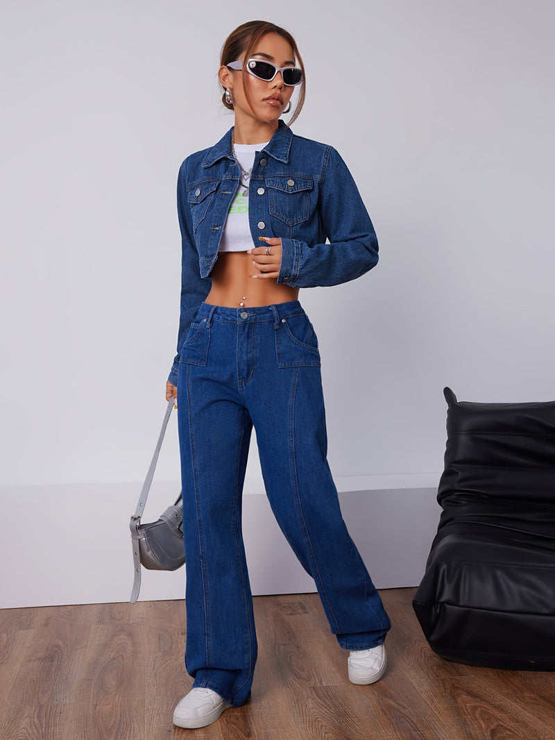 Damen Denim Jacke und Jeans Set - Modisches Outfit-Luzern Mode