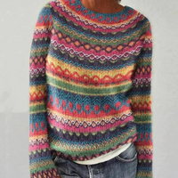 Herren Norweger Strickpullover mit Muster Wintermode-Bunt-XS-Luzern Mode