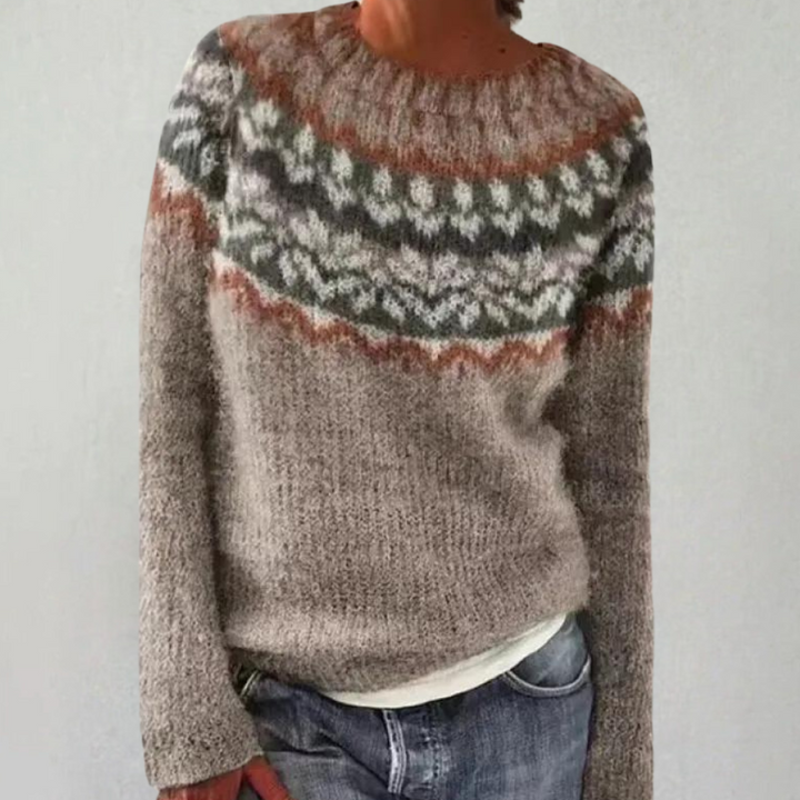 Herren Norweger Strickpullover mit Muster Wintermode-Kamel-XS-Luzern Mode
