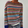 Herren Norweger Strickpullover mit Muster Wintermode-Regenbogenstreifen-XS-Luzern Mode
