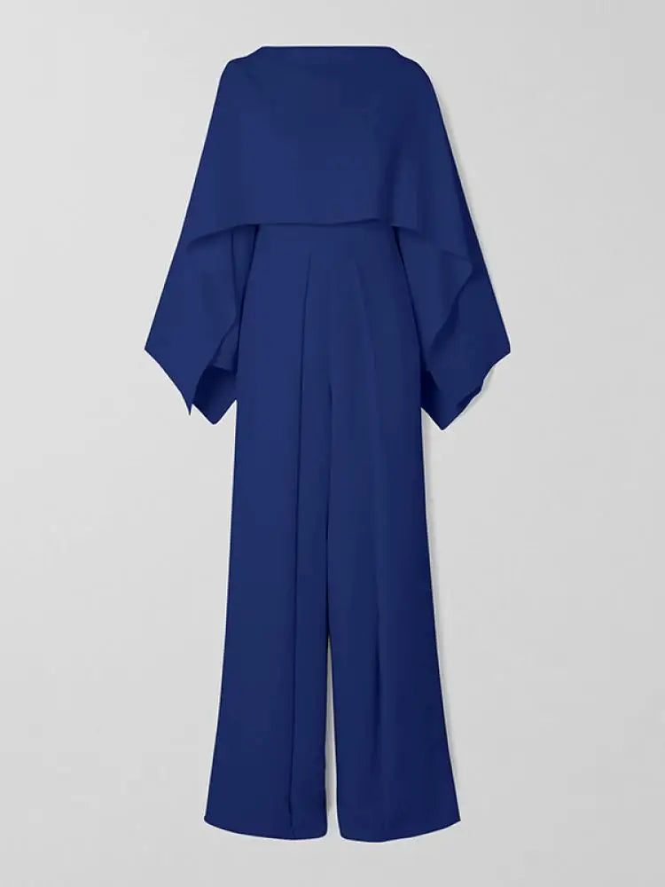 Damen Eleganter Jumpsuit mit Weitem Bein und Cape-Design-Luzern Mode