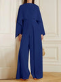 Damen Eleganter Jumpsuit mit Weitem Bein und Cape-Design-Dunkelblau-S-Luzern Mode