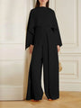 Damen Eleganter Jumpsuit mit Weitem Bein und Cape-Design-Schwarz-S-Luzern Mode