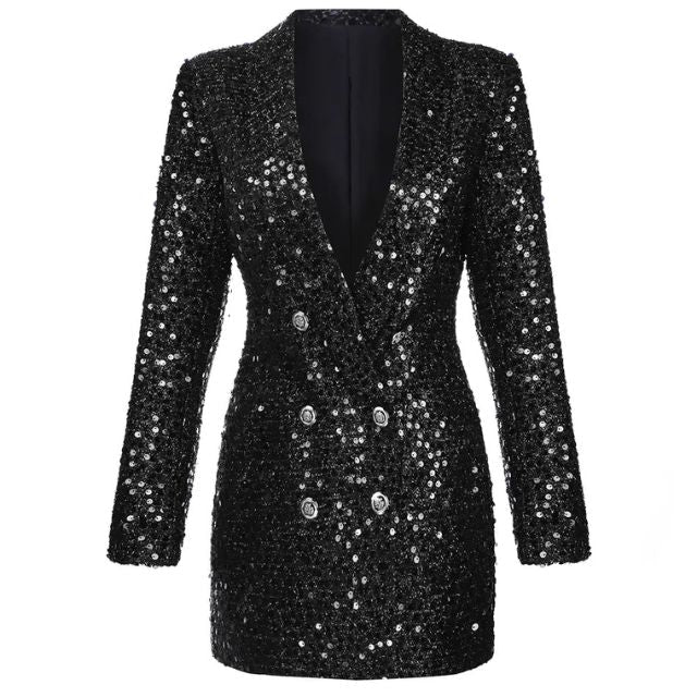 Pailletten Blazer Kleid Damen - Elegantes Party Outfit-Luzern Mode