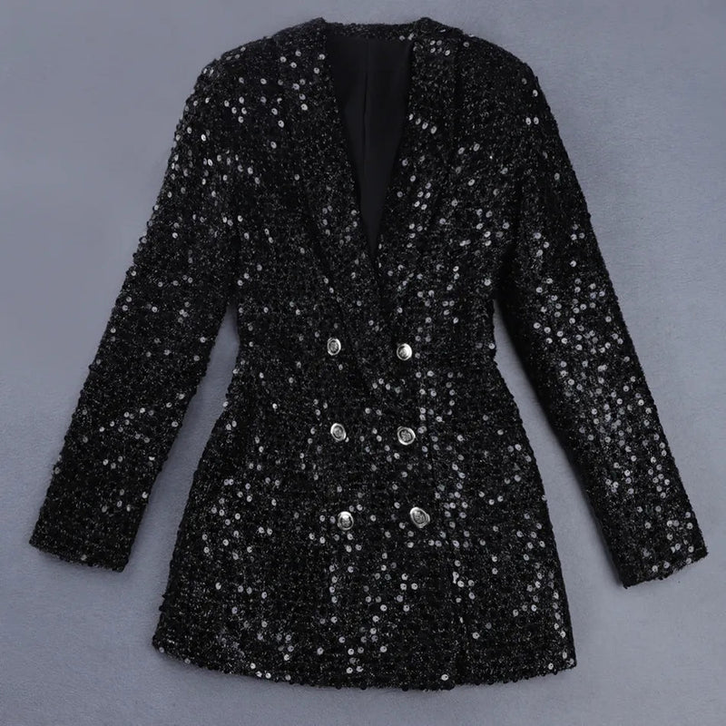 Pailletten Blazer Kleid Damen - Elegantes Party Outfit-Luzern Mode