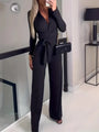Eleganter Damen Jumpsuit mit Gürtel für besondere Anlässe-Schwarz-S-Luzern Mode