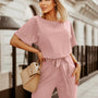 Damen Jumpsuit mit Gürtel - Eleganter Einteiler für Büro-XS-Rosa-Luzern Mode