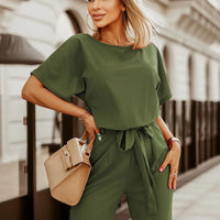 Damen Jumpsuit mit Gürtel - Eleganter Einteiler für Büro-Luzern Mode