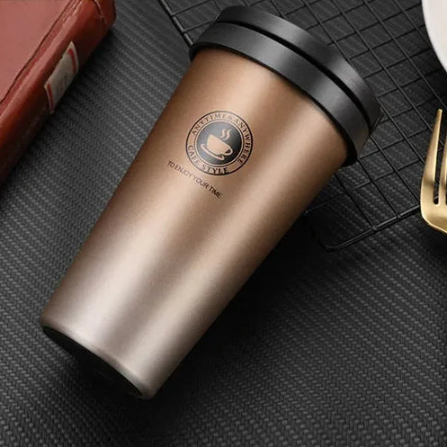 Kaffeebecher für unterwegs | Thermo | Doppelwandig | Isolierend | Stilvoll | Langlebig-Bronze-Luzern Mode