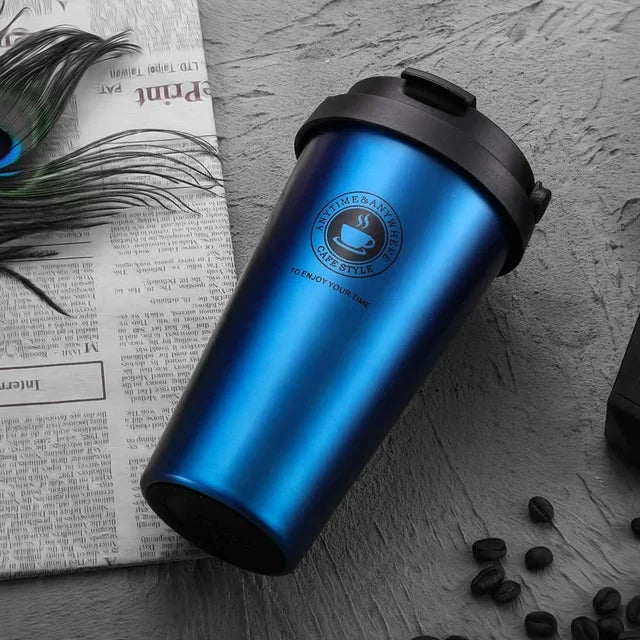 Kaffeebecher für unterwegs | Thermo | Doppelwandig | Isolierend | Stilvoll | Langlebig-Dunkelblau-Luzern Mode