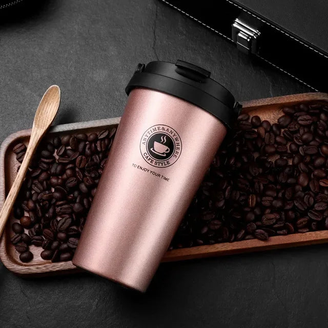 Kaffeebecher für unterwegs | Thermo | Doppelwandig | Isolierend | Stilvoll | Langlebig-Roségold-Luzern Mode