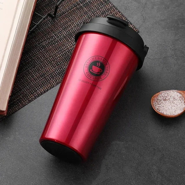 Kaffeebecher für unterwegs | Thermo | Doppelwandig | Isolierend | Stilvoll | Langlebig-Rot-Luzern Mode