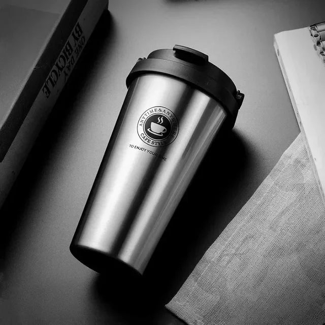 Kaffeebecher für unterwegs | Thermo | Doppelwandig | Isolierend | Stilvoll | Langlebig-Silber-Luzern Mode