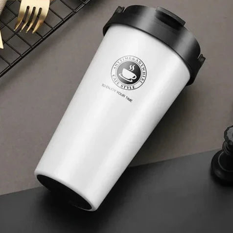 Kaffeebecher für unterwegs | Thermo | Doppelwandig | Isolierend | Stilvoll | Langlebig-Weiß-Luzern Mode