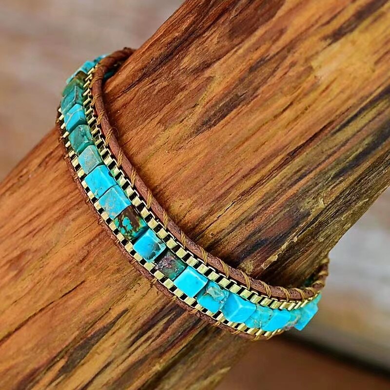 Edelstein-Armband | Türkis Stilvoll Boho Heilend Einzigartig Handgefertigt-Luzern Mode
