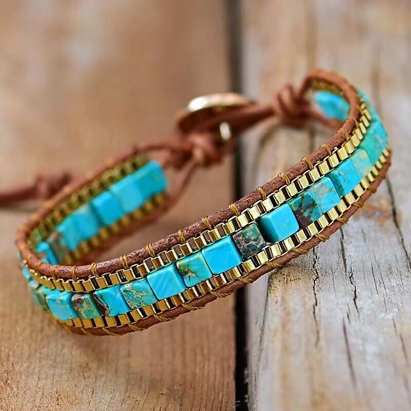 Edelstein-Armband | Türkis Stilvoll Boho Heilend Einzigartig Handgefertigt-Luzern Mode