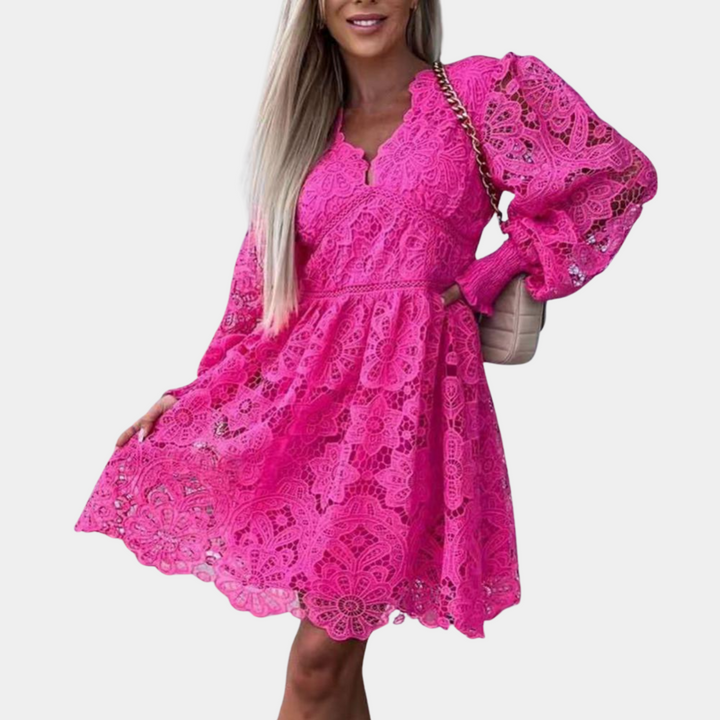 Kanten Midi-Kleid mit Blumenmuster – Eliane