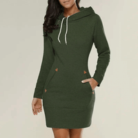Sweatkleid | Taschen | Kaputzen | Knielang | Lange Ärmel | Einfarbig-Luzern Mode