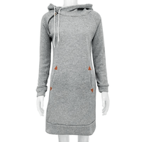 Sweatkleid | Taschen | Kaputzen | Knielang | Lange Ärmel | Einfarbig-Luzern Mode