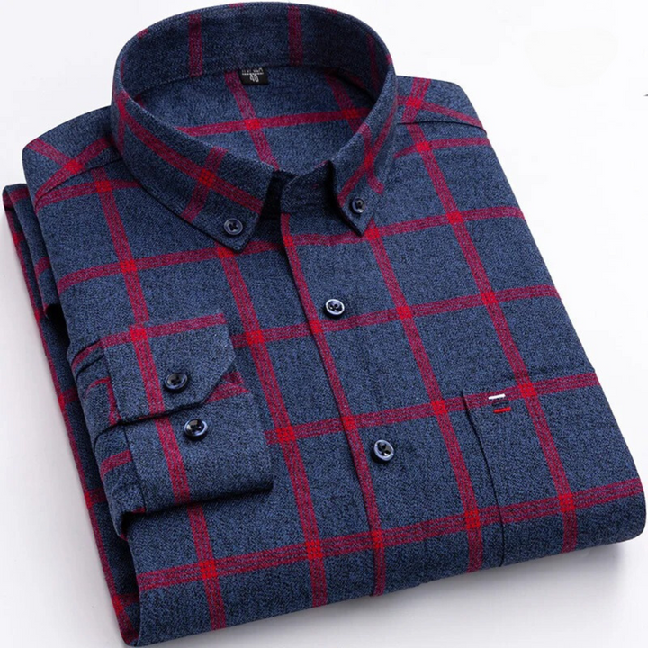Herren Karohemd Langarm Business Freizeitmode Hemd-Rot-XS-Luzern Mode