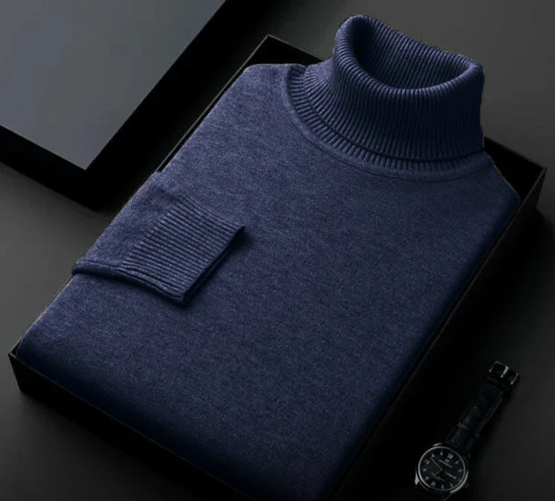 Herren Pullover | Kaschmir | Weich | Luxus | Uni | Regulär | Warm-Dunkelblau-S-Luzern Mode