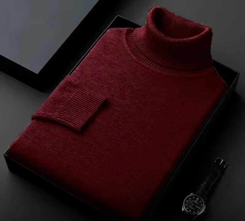 Herren Pullover | Kaschmir | Weich | Luxus | Uni | Regulär | Warm-Rood-S-Luzern Mode