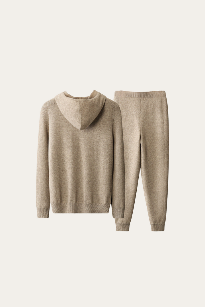 Herren Cashmere Merinowolle Jogginganzug | Beige | 2-teilig | Locker sitzend-Luzern Mode