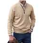 Herren Strickpullover mit Reißverschluss und Stehkragen-Braun-M-Luzern Mode