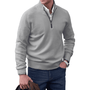 Herren Strickpullover mit Reißverschluss und Stehkragen-Hellgrau-M-Luzern Mode