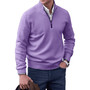 Herren Strickpullover mit Reißverschluss und Stehkragen-Lila-M-Luzern Mode